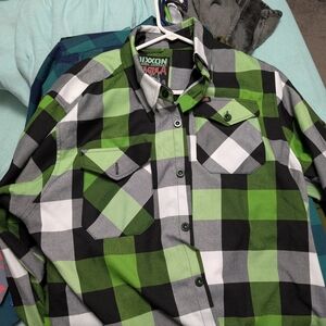 DIXXON The Dragula Green and Black Plaid Casual Button Down Shirt
